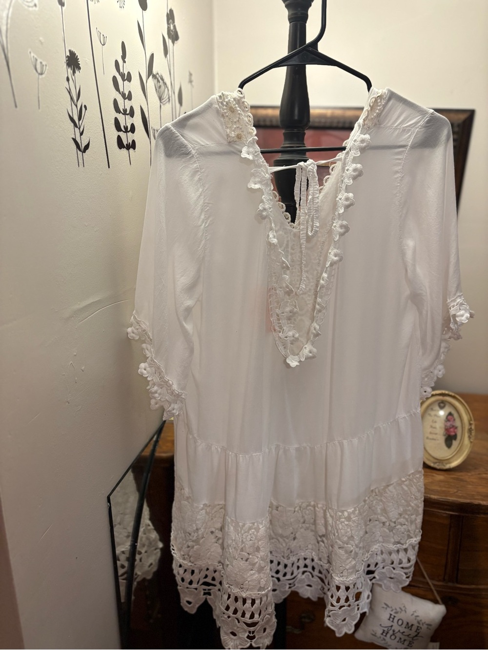 Scandal Italy white trim lace dress coverup vintage - Picture 3 of 5